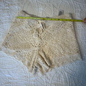 Cream Crochet Women Shorts